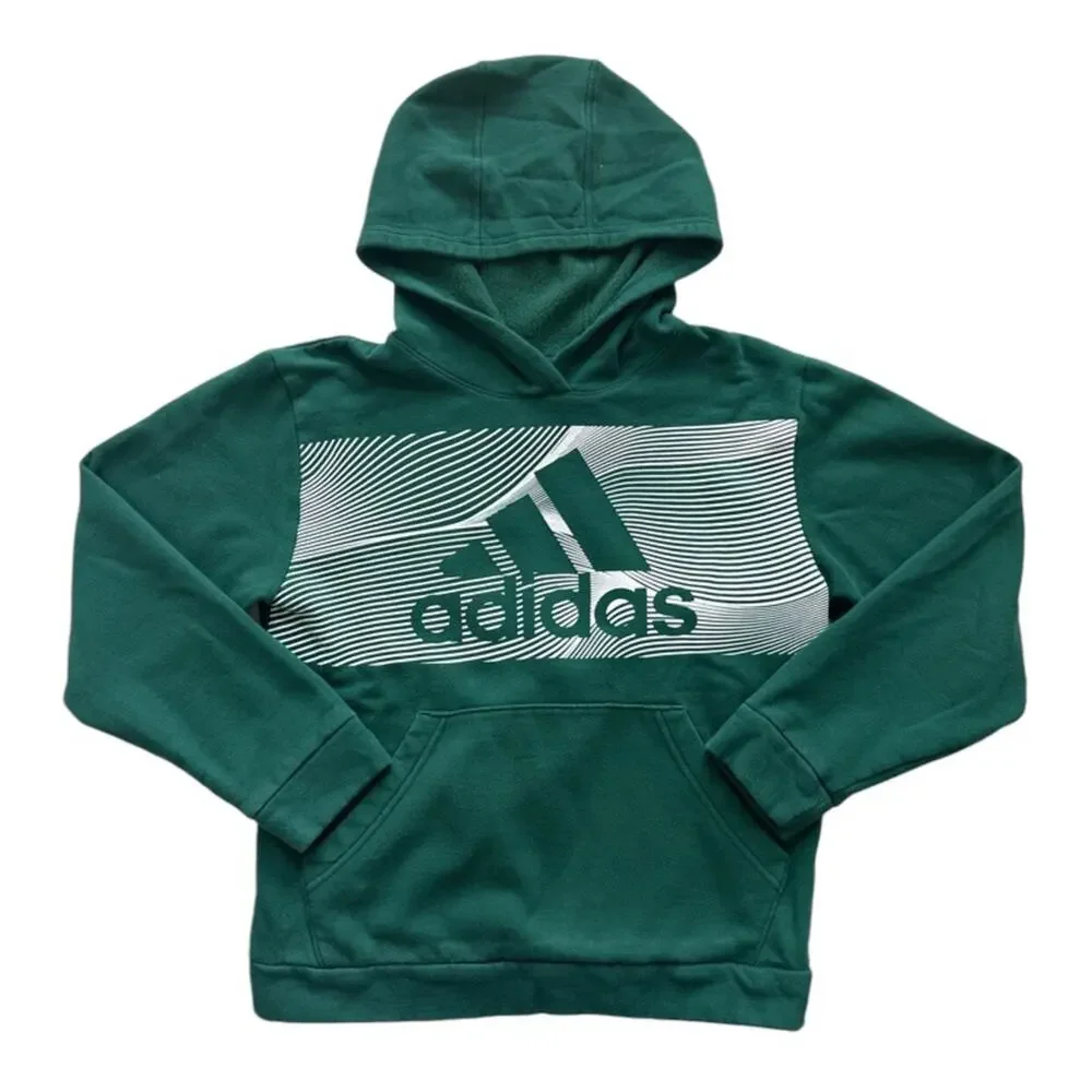 Adidas Green Logo Hoodie Sweatshirt Size L(14/16)